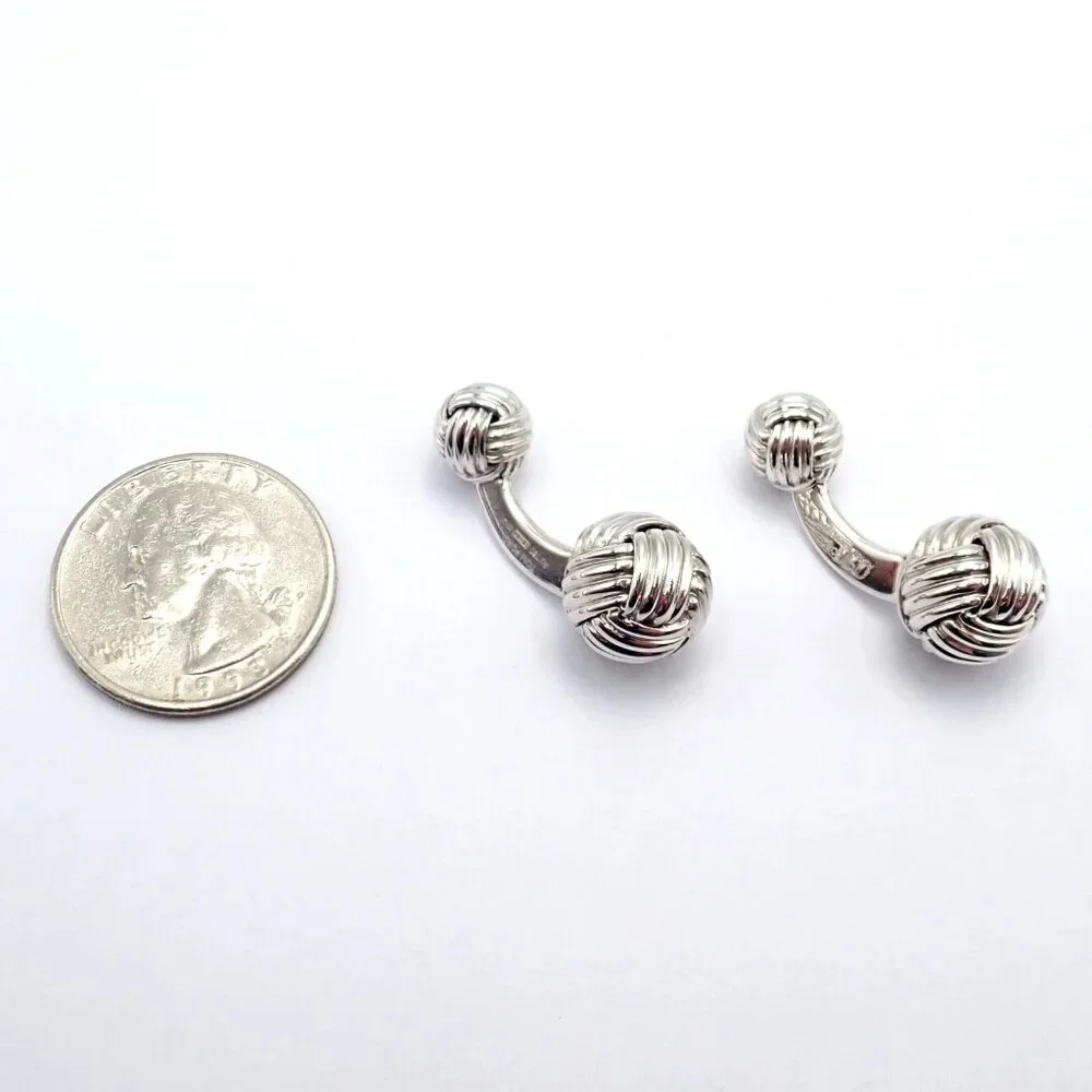 Authentic Tom Ford 18k White Gold Signature Classic Rope Knot Cufflinks